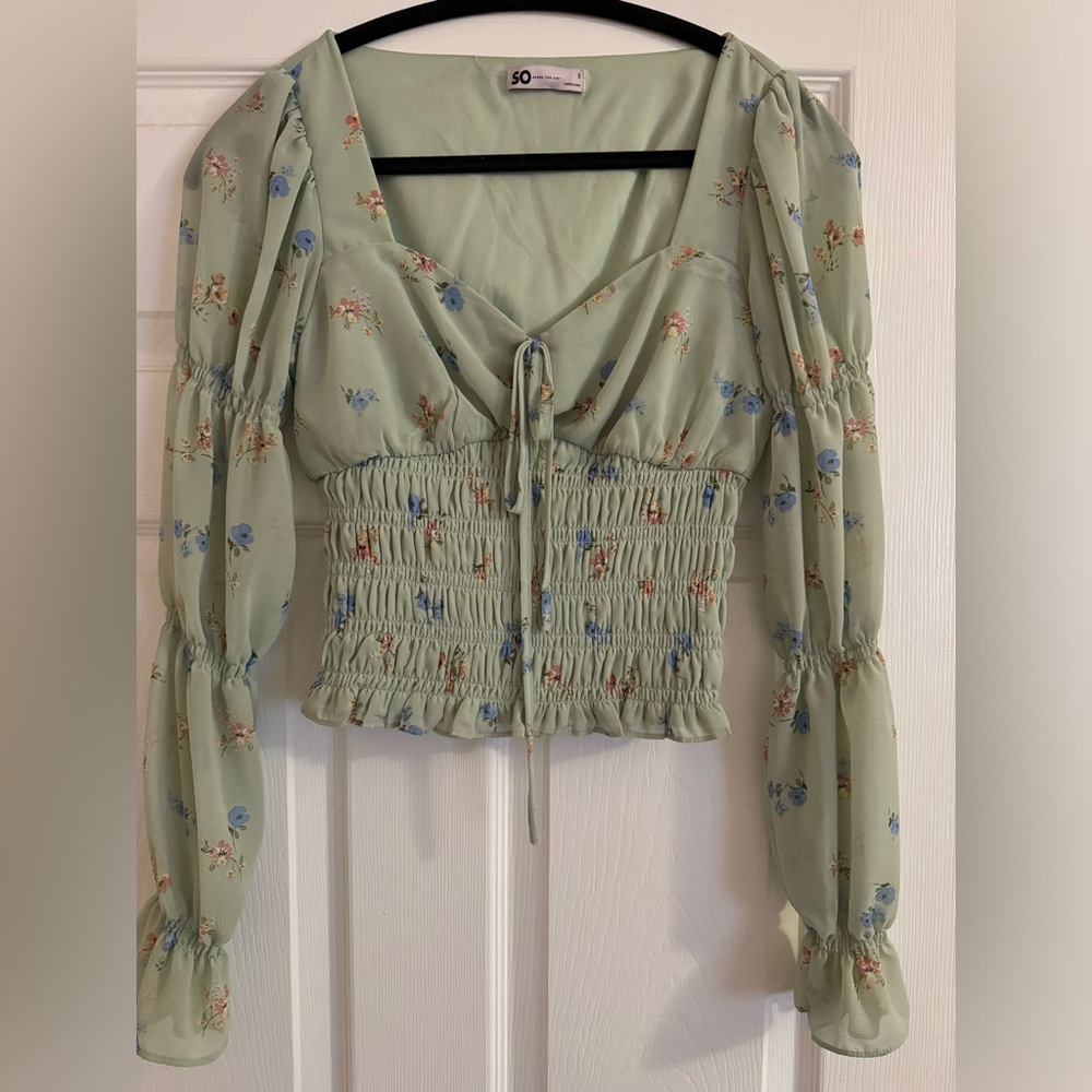 Mint Floral Top 🌸